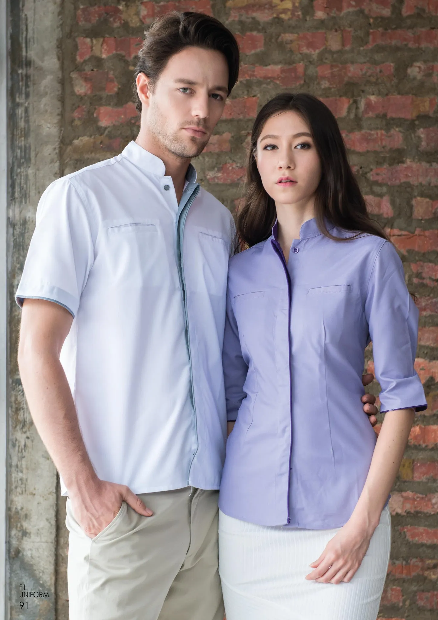 118 Unisex Short Sleeve Button Top -