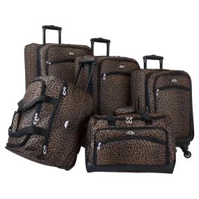 American Flyer Animal Print 5-Piece Spinner Luggage Set