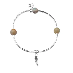 Angel Wing | Soft Bangle Charm Bracelet | Amazonite