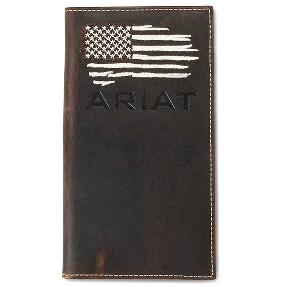 Ariat Distressed Stitched USA Flag (White) - Men's Rodeo Wallet