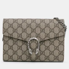 Beige GG Supreme Canvas Mini Dionysus Wallet on Chain