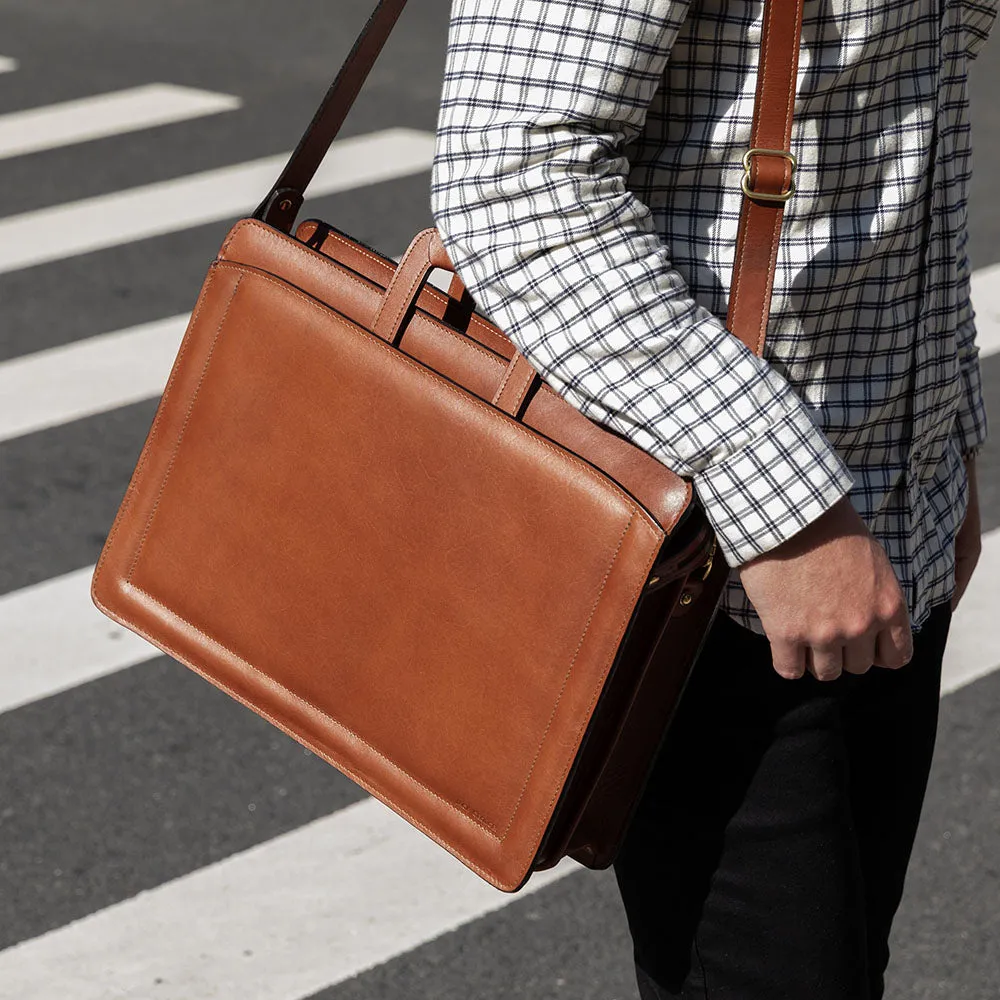 Belting Slim Leather Briefcase #9001