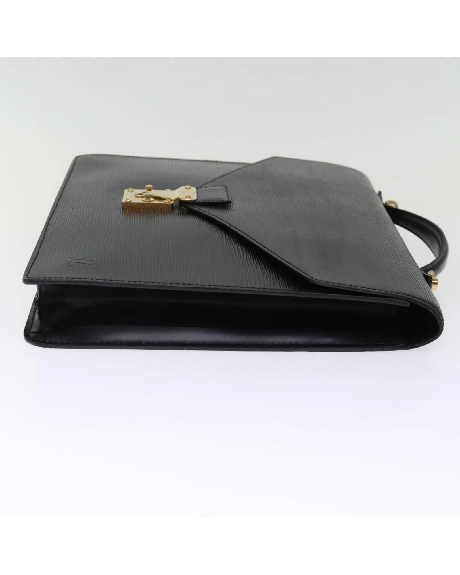 Black Epi Leather Briefcase with Shoulder Strap from France