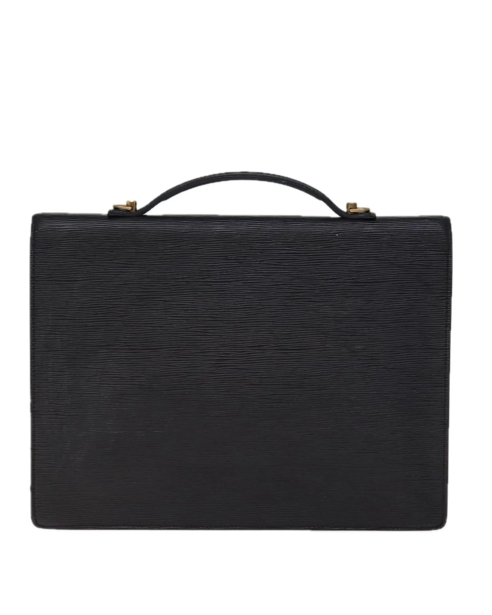 Black Epi Leather Briefcase with Shoulder Strap from France