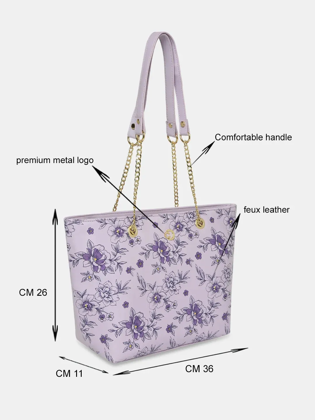 Caprese Snow Satchel Large Printed Women'S Handbag Lavender