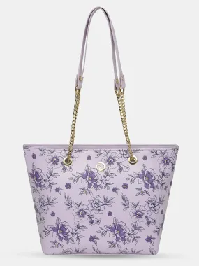 Caprese Snow Satchel Large Printed Women'S Handbag Lavender