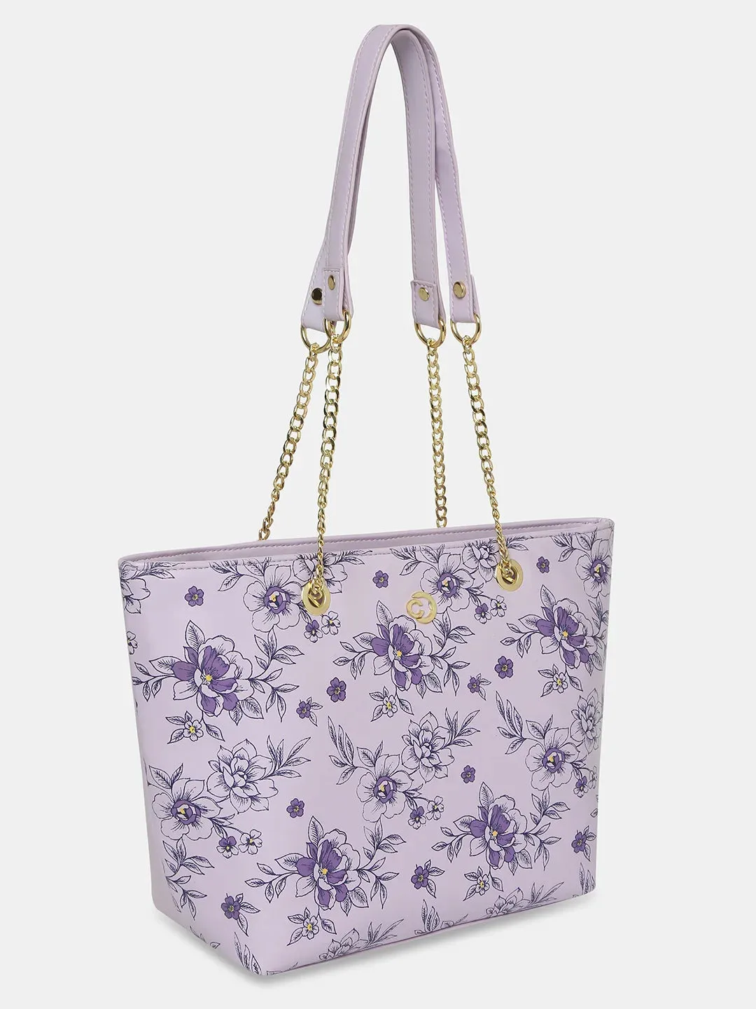 Caprese Snow Satchel Large Printed Women'S Handbag Lavender