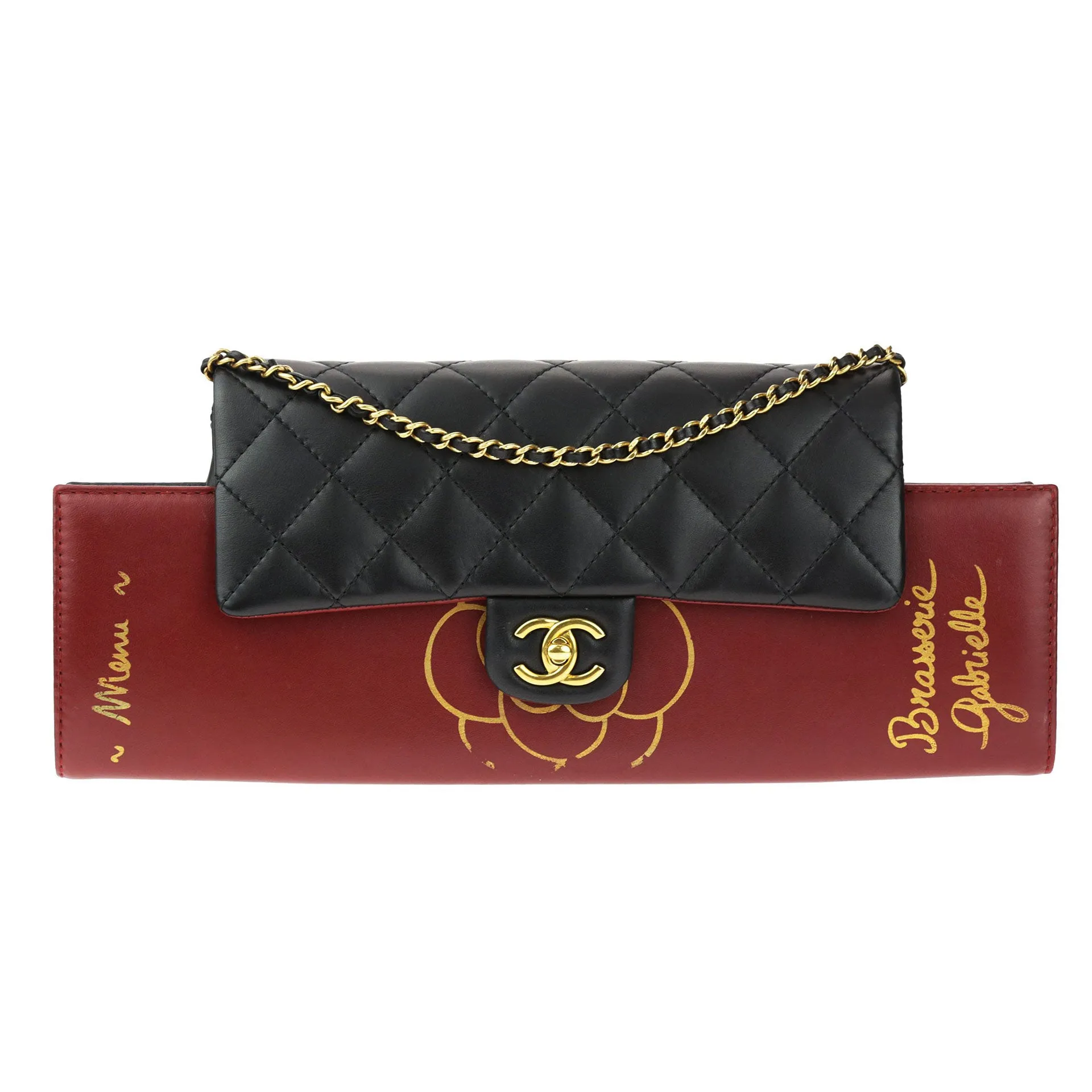 Chanel Burgundy Gabrielle Brasserie Menu Flap Clutch