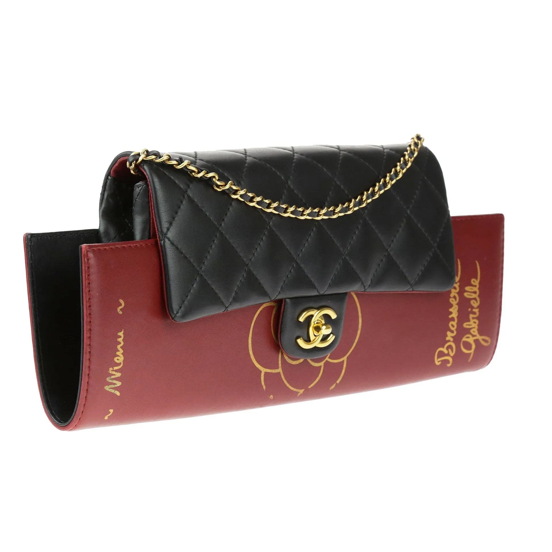 Chanel Burgundy Gabrielle Brasserie Menu Flap Clutch