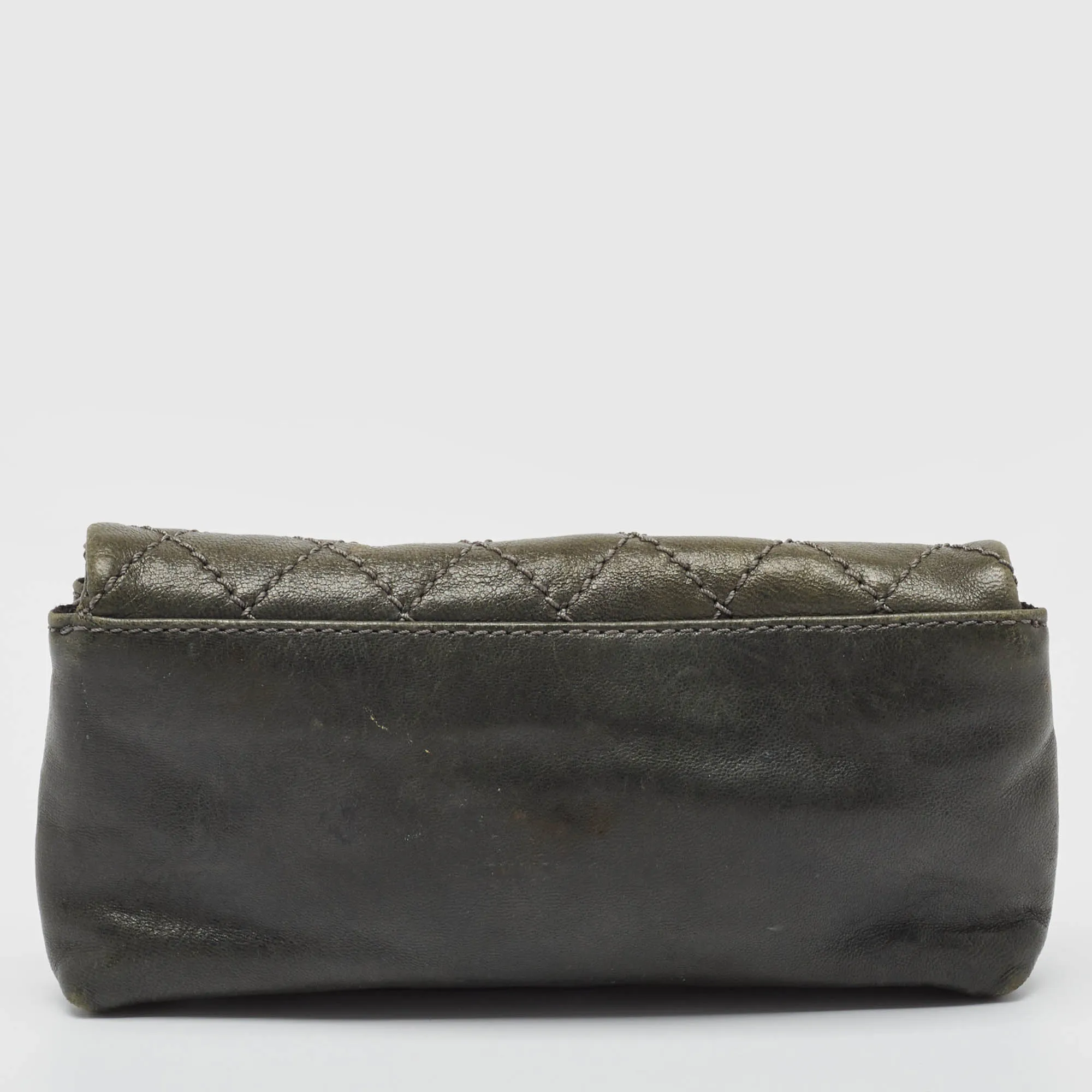 CHANEL Grey Quilted Leather Mademoiselle New Clutch