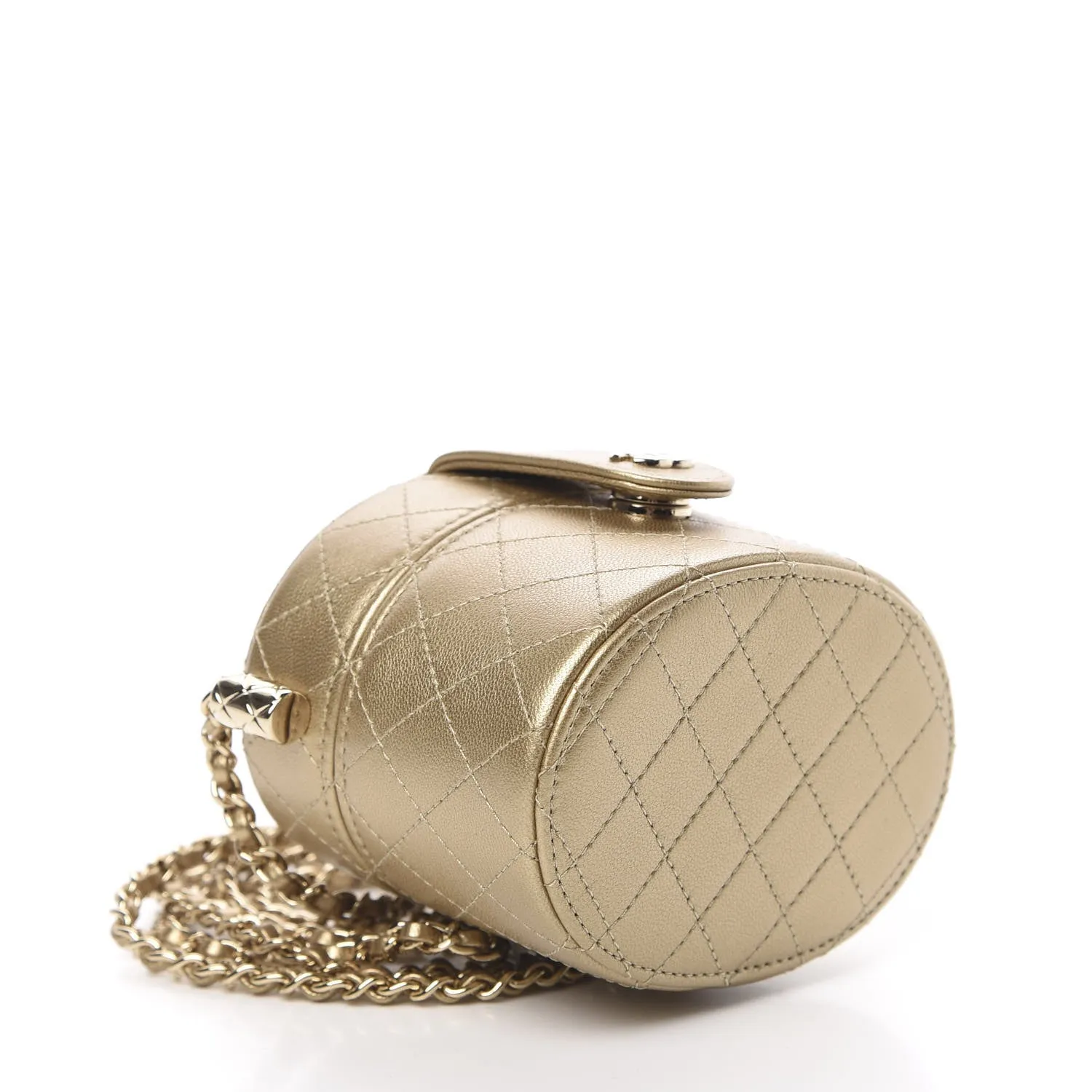 Chanel Micro Mini Gold Quilted Lambskin Leather Jewelry Box Crossbody Bag