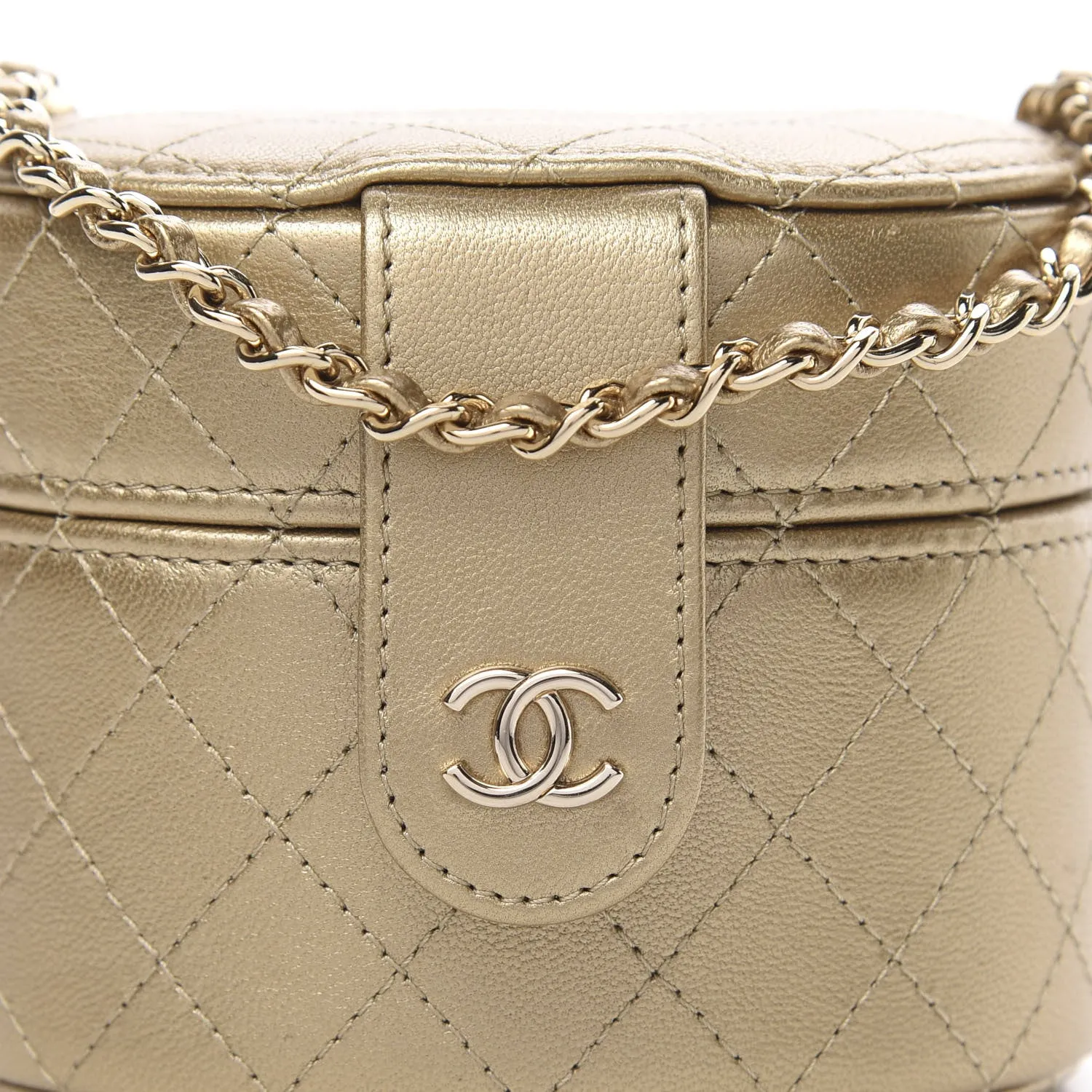 Chanel Micro Mini Gold Quilted Lambskin Leather Jewelry Box Crossbody Bag