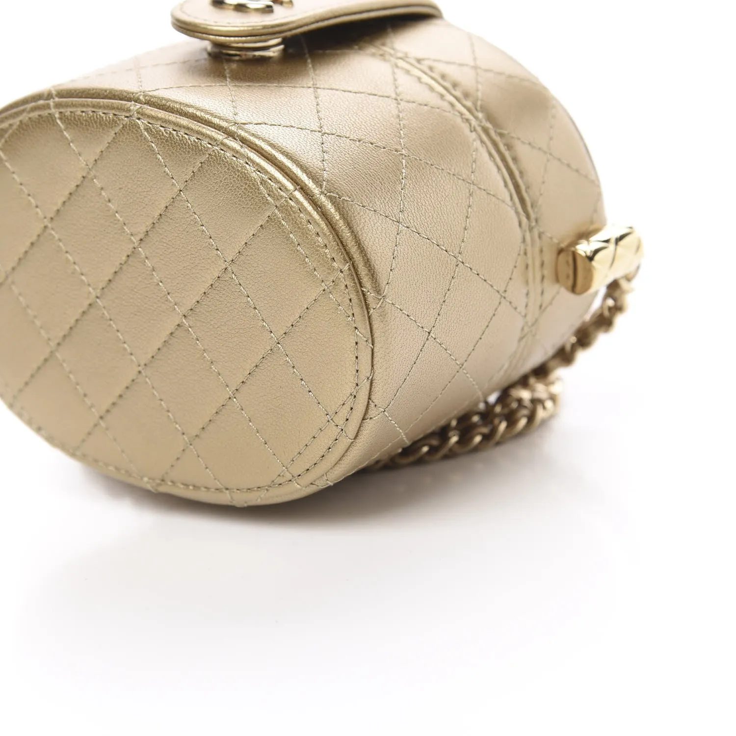 Chanel Micro Mini Gold Quilted Lambskin Leather Jewelry Box Crossbody Bag