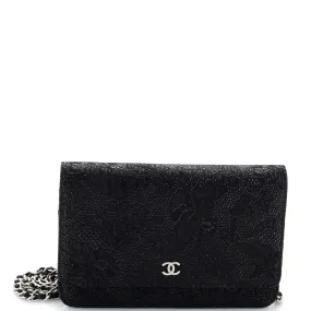 CHANEL Wallet on Chain Lace Embossed Goatskin