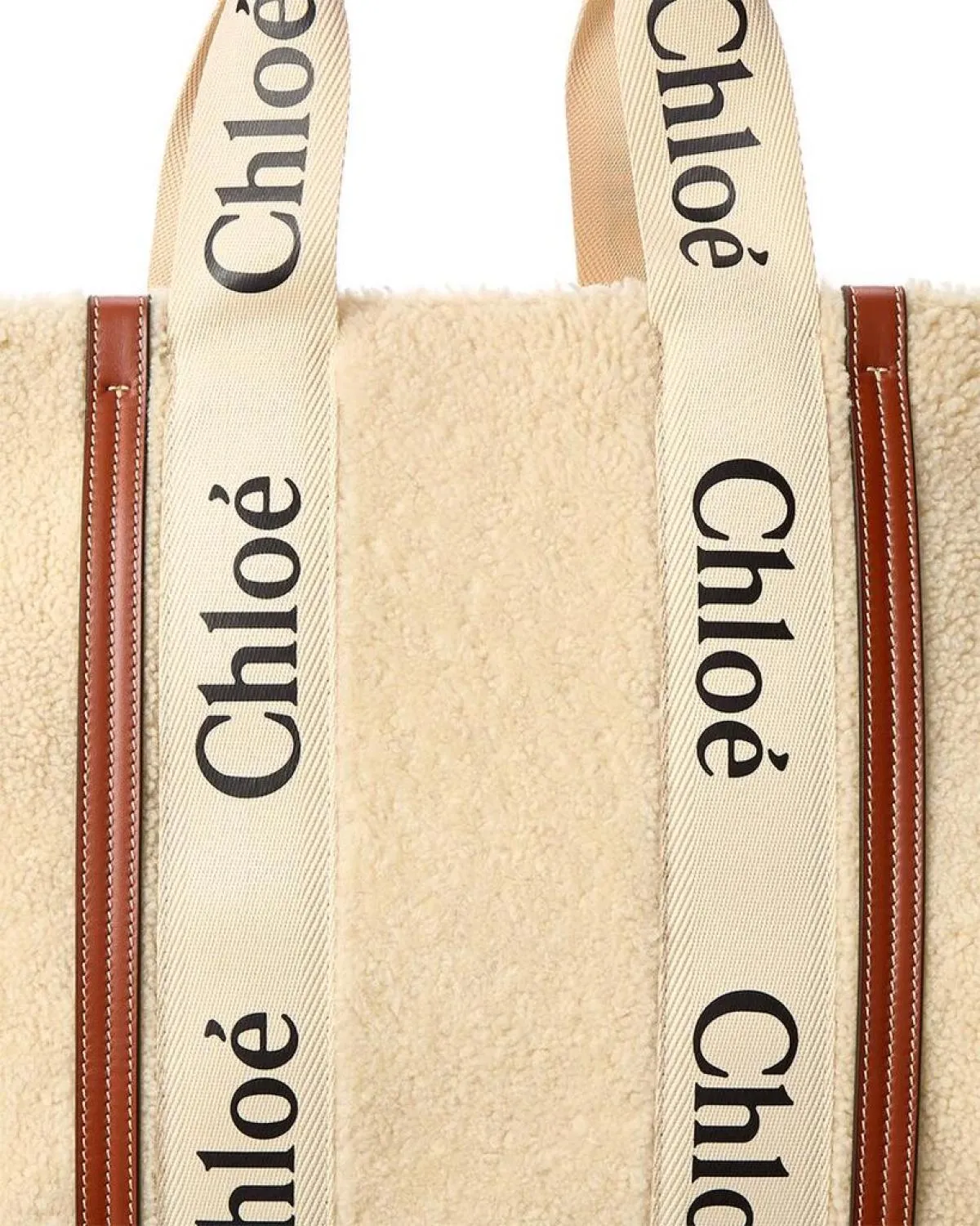 Chloé Woody Large Shearling & Leather Tote