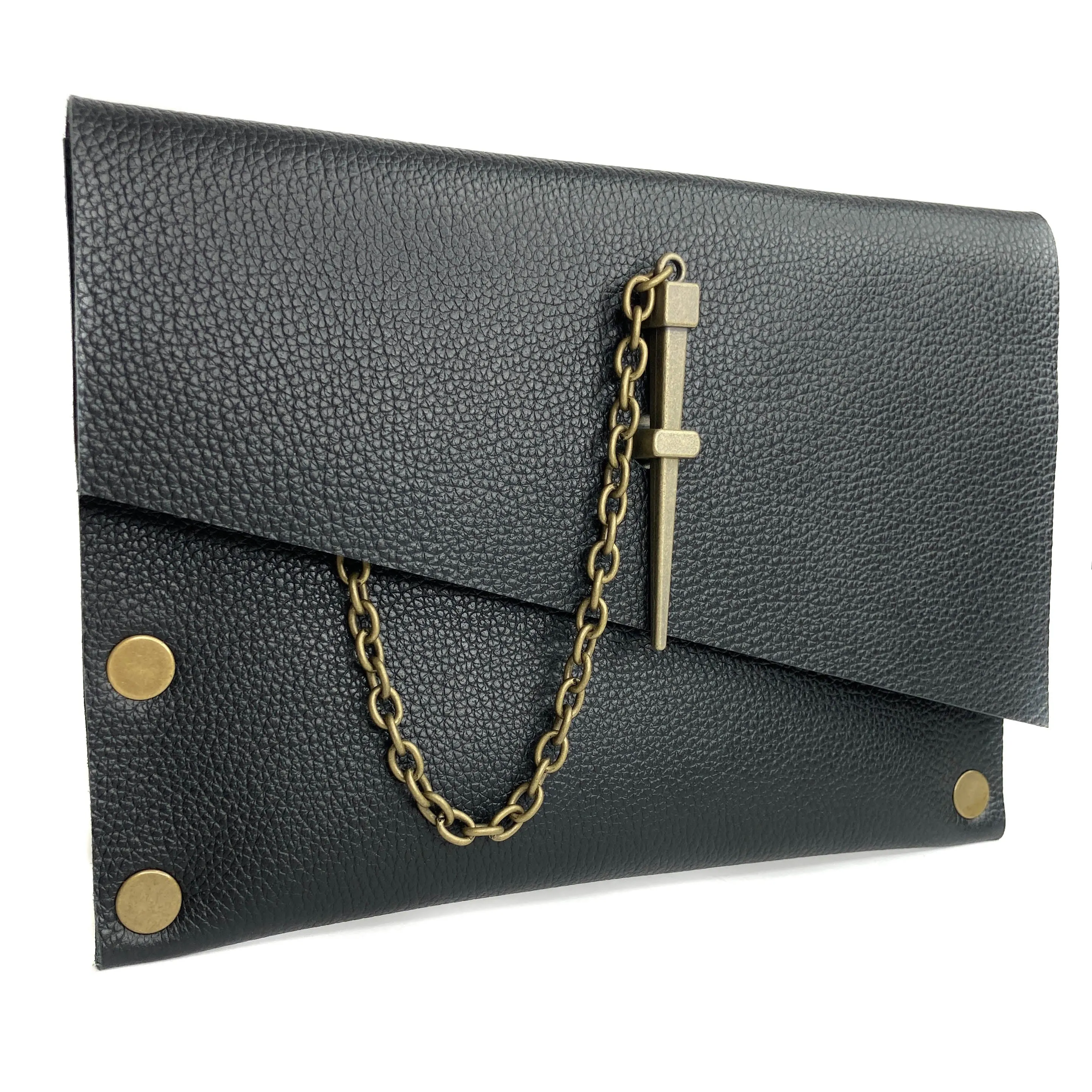 Classic Black Dagger Clutch - Antique Gold