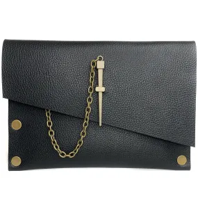 Classic Black Dagger Clutch - Antique Gold