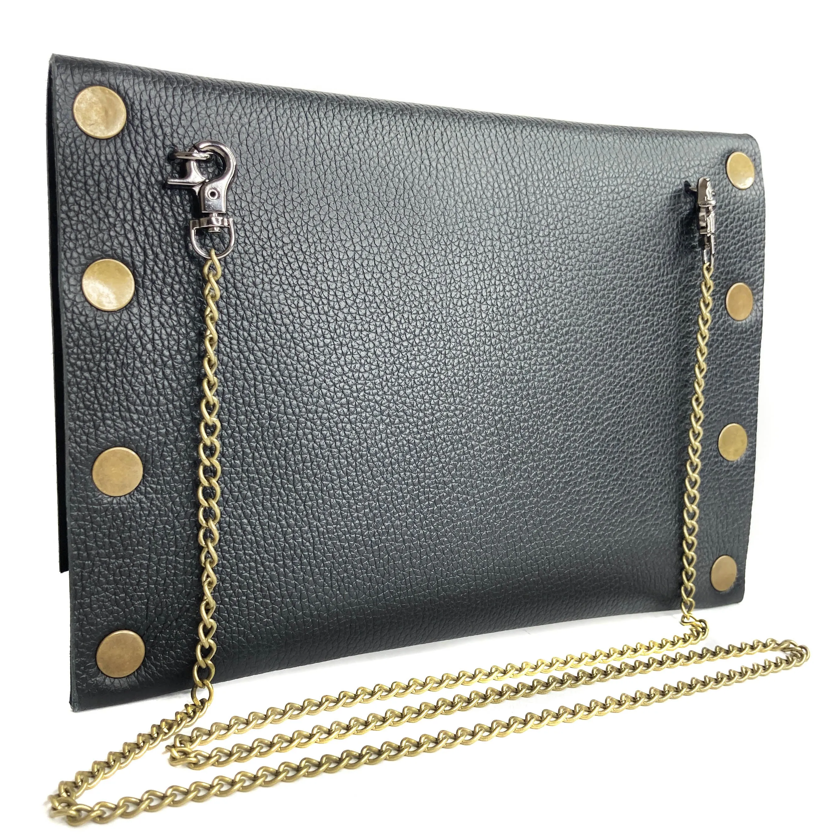 Classic Black Dagger Clutch - Antique Gold