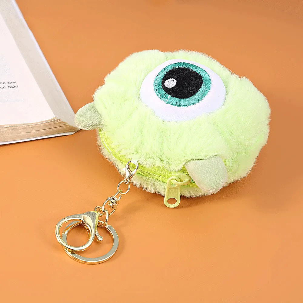 Classic Cartoon Monster Plush 2 In 1 Keychain & Pouch For Kids