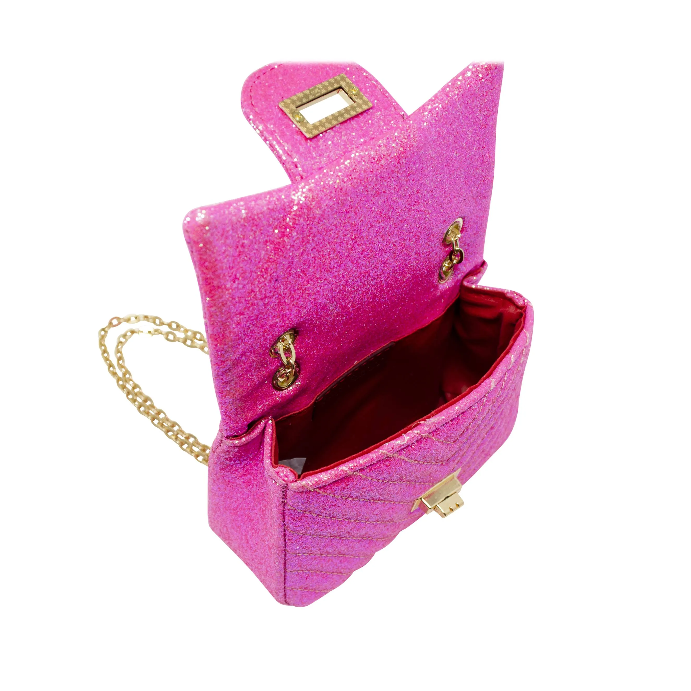 Classic Glitter Wave Handbag: Pink