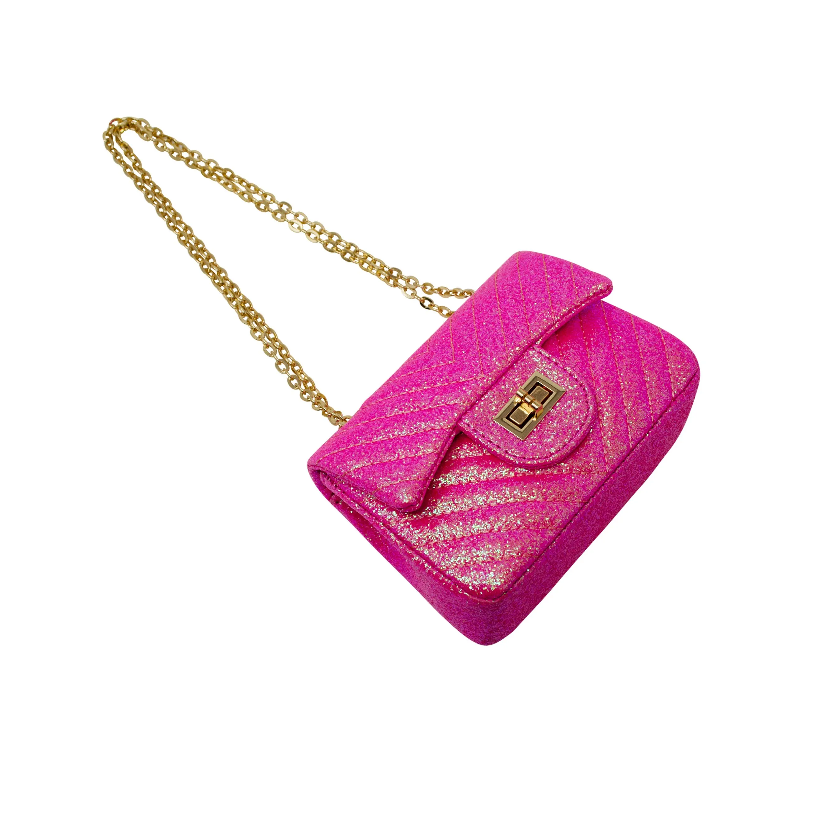 Classic Glitter Wave Handbag: Pink