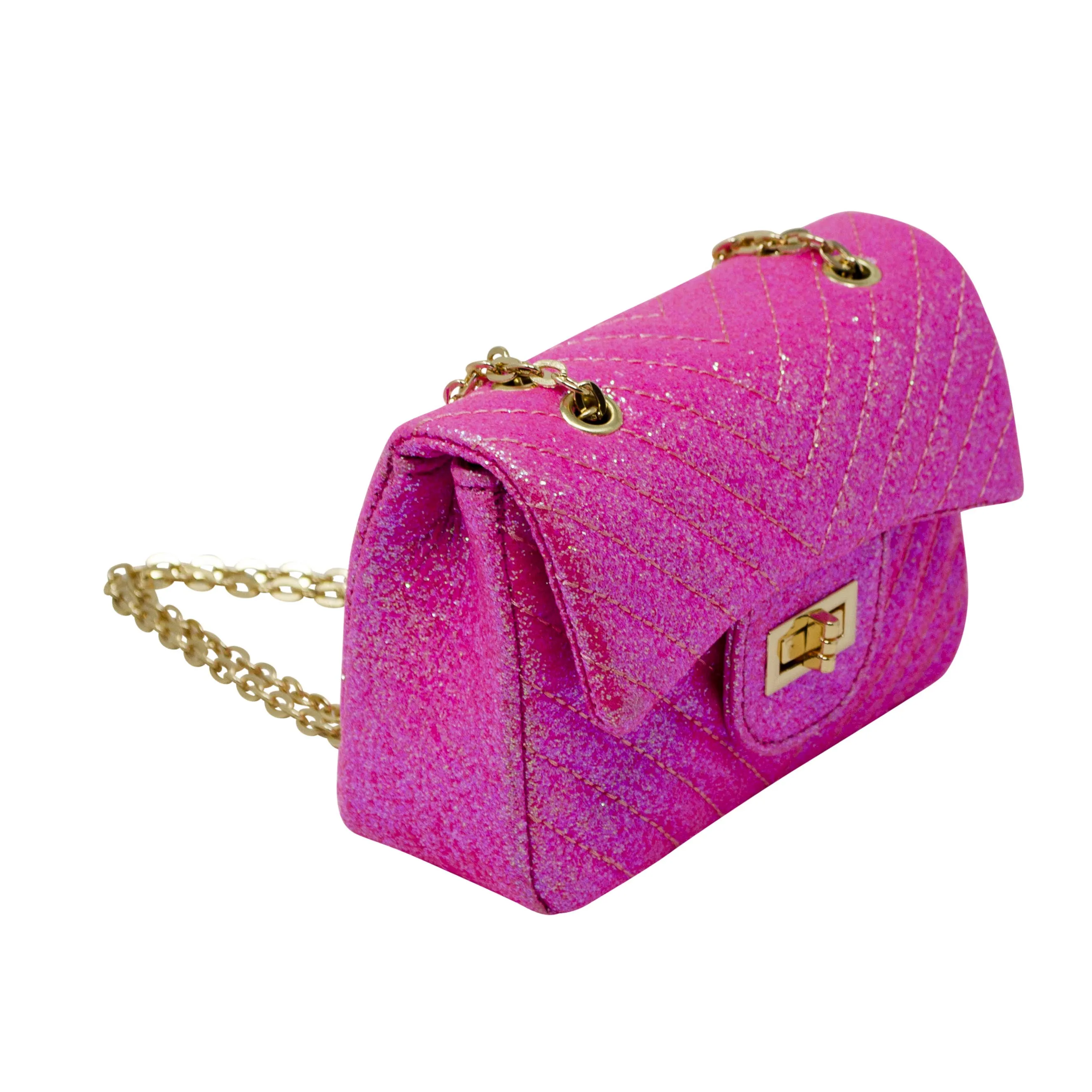 Classic Glitter Wave Handbag: Pink