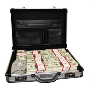 Deluxe Silver Cash Filled Briefcase & Bag of Diamonds