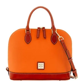 Dooney & Bourke Pebble Leather Zip Zip Satchel Bag, Clementine