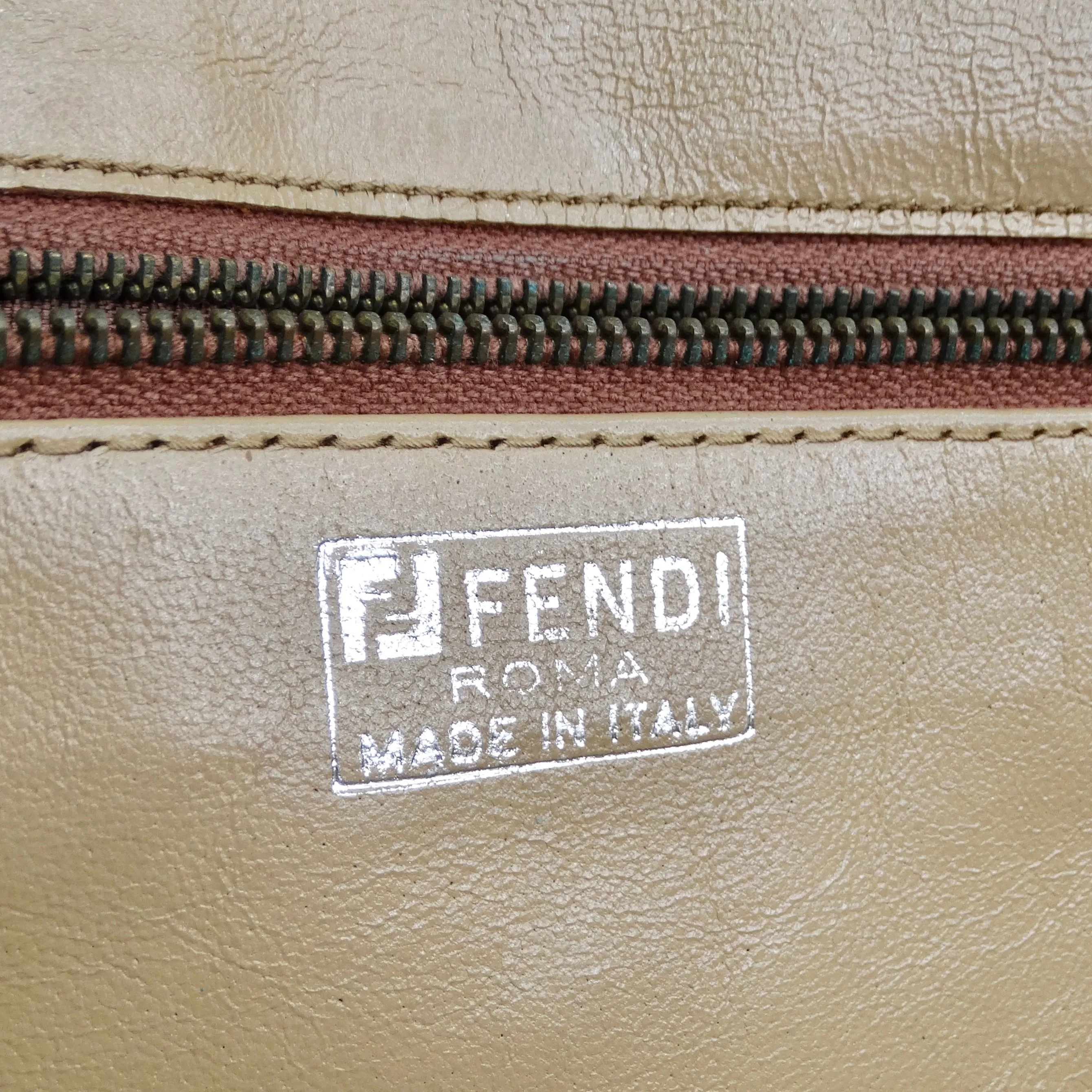 Fendi Brown Leather Woven Clutch