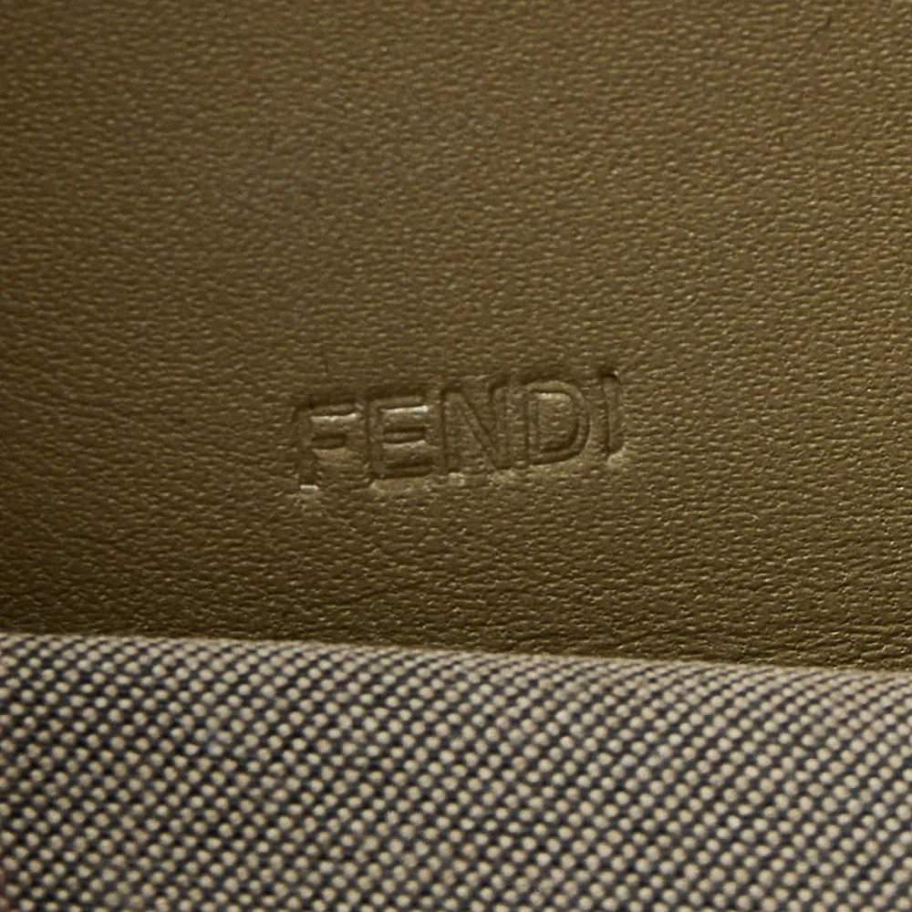 Fendi Gold Embossed Leather Zip Around Wallet