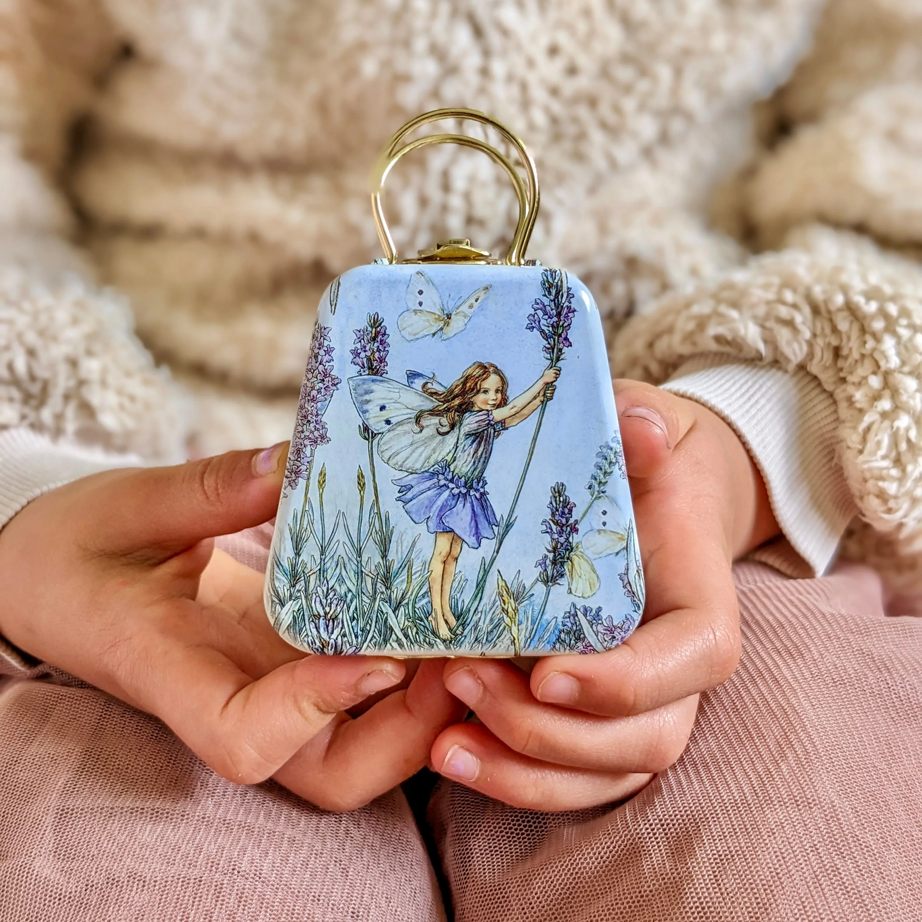 Flower Fairies Mini Tin Handbag with Handle 6.5x 6.6x 3.4 (LWH) Best Seller 3yrs 