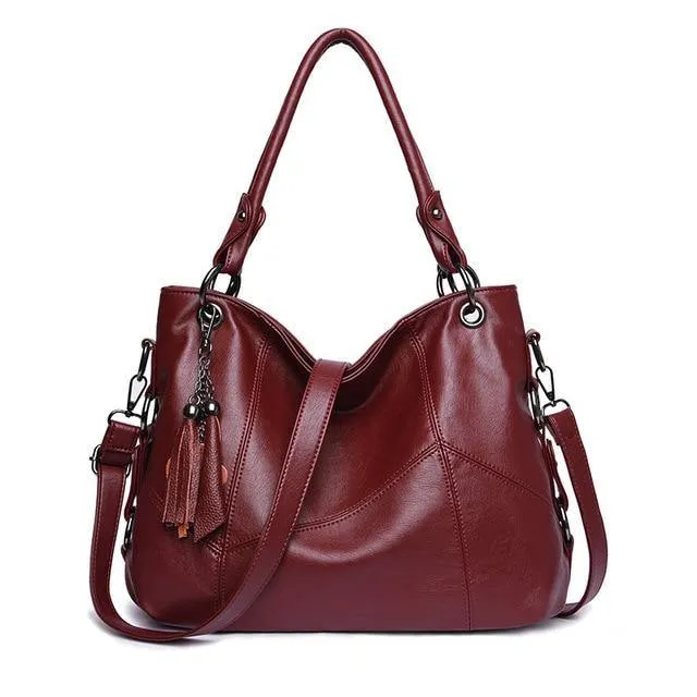 Genuine Leather Women Tassel Shoulder Bag Casual Tote Handbag Crossbody Bags