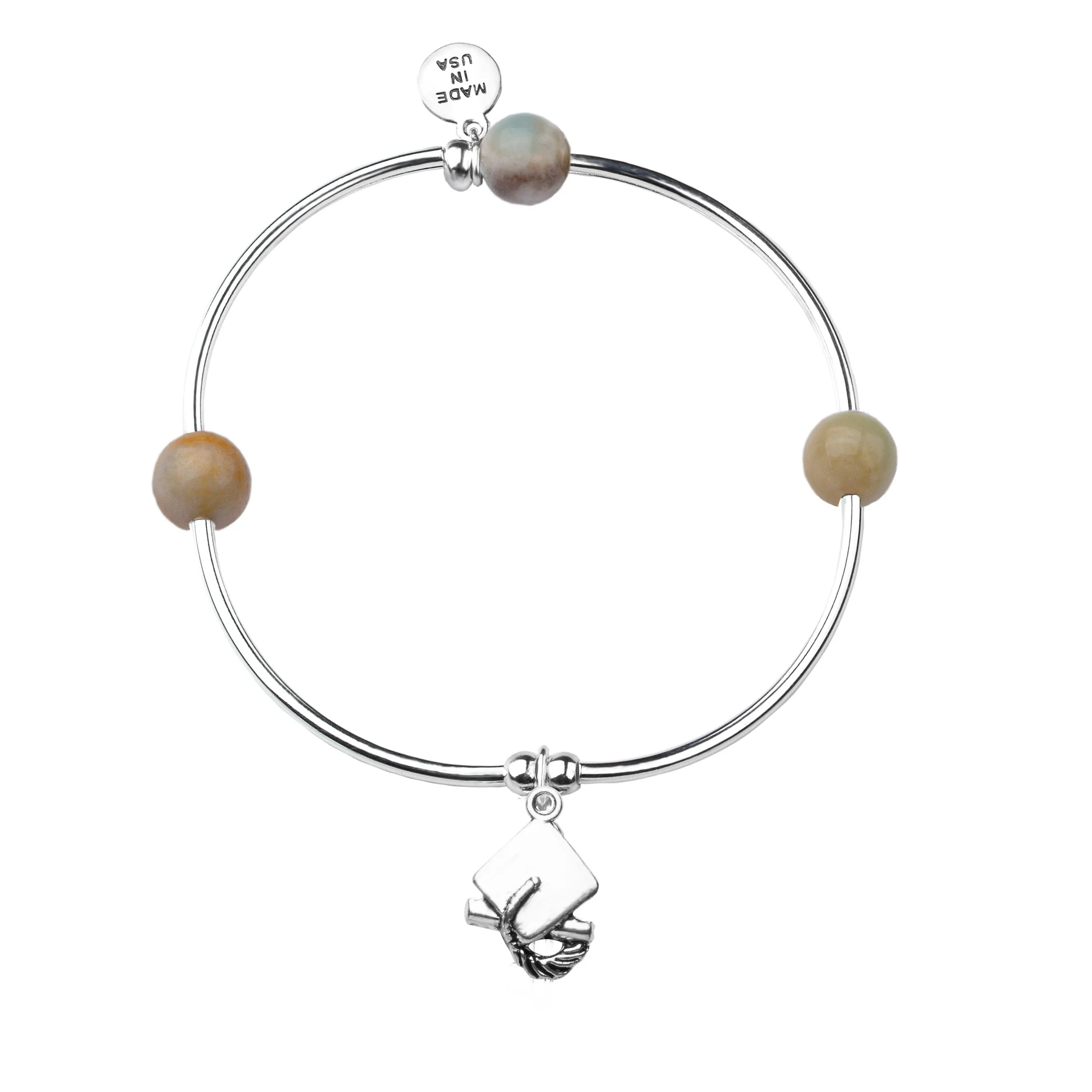 Graduation | Soft Bangle Charm Bracelet | Amazonite