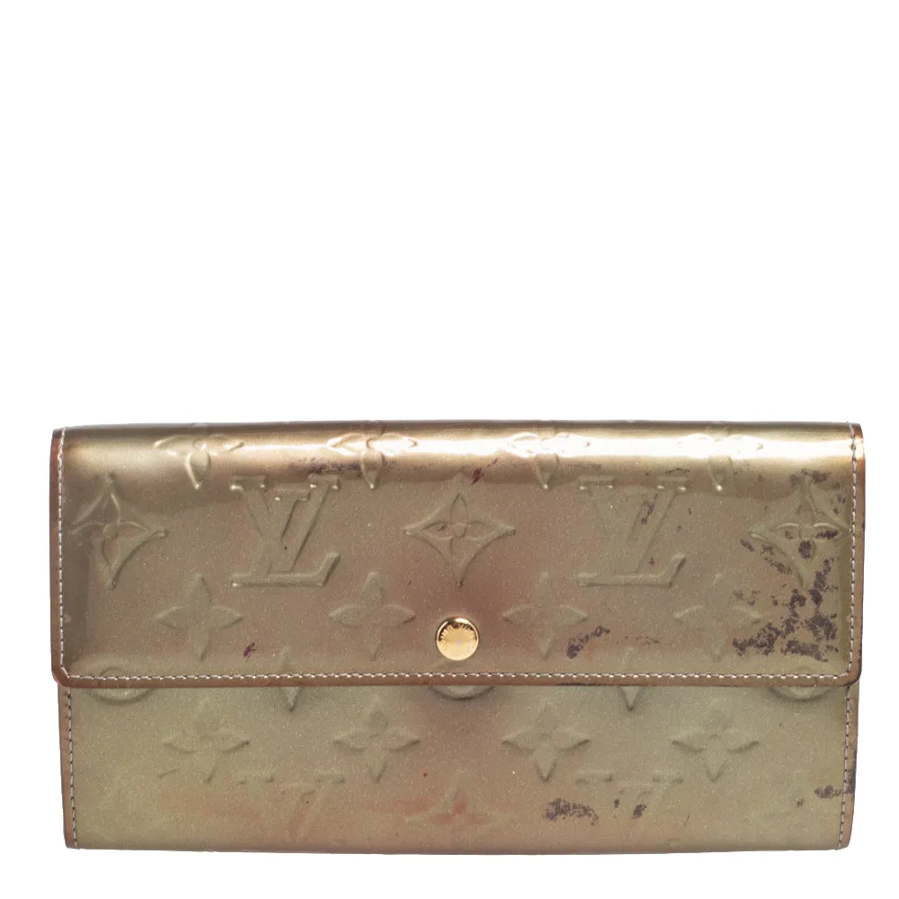 Gris Art Deco Monogram Vernis Sarah Wallet