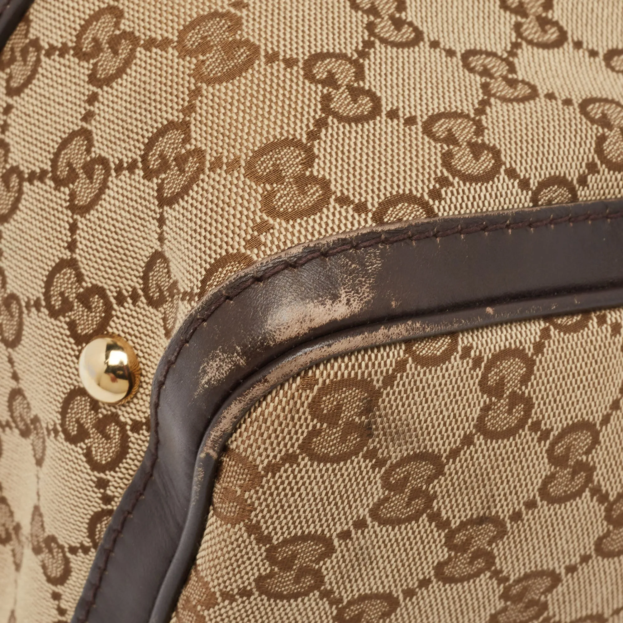 Gucci /brown Gg Canvas And Leather Medium Vintage Web Boston Bag