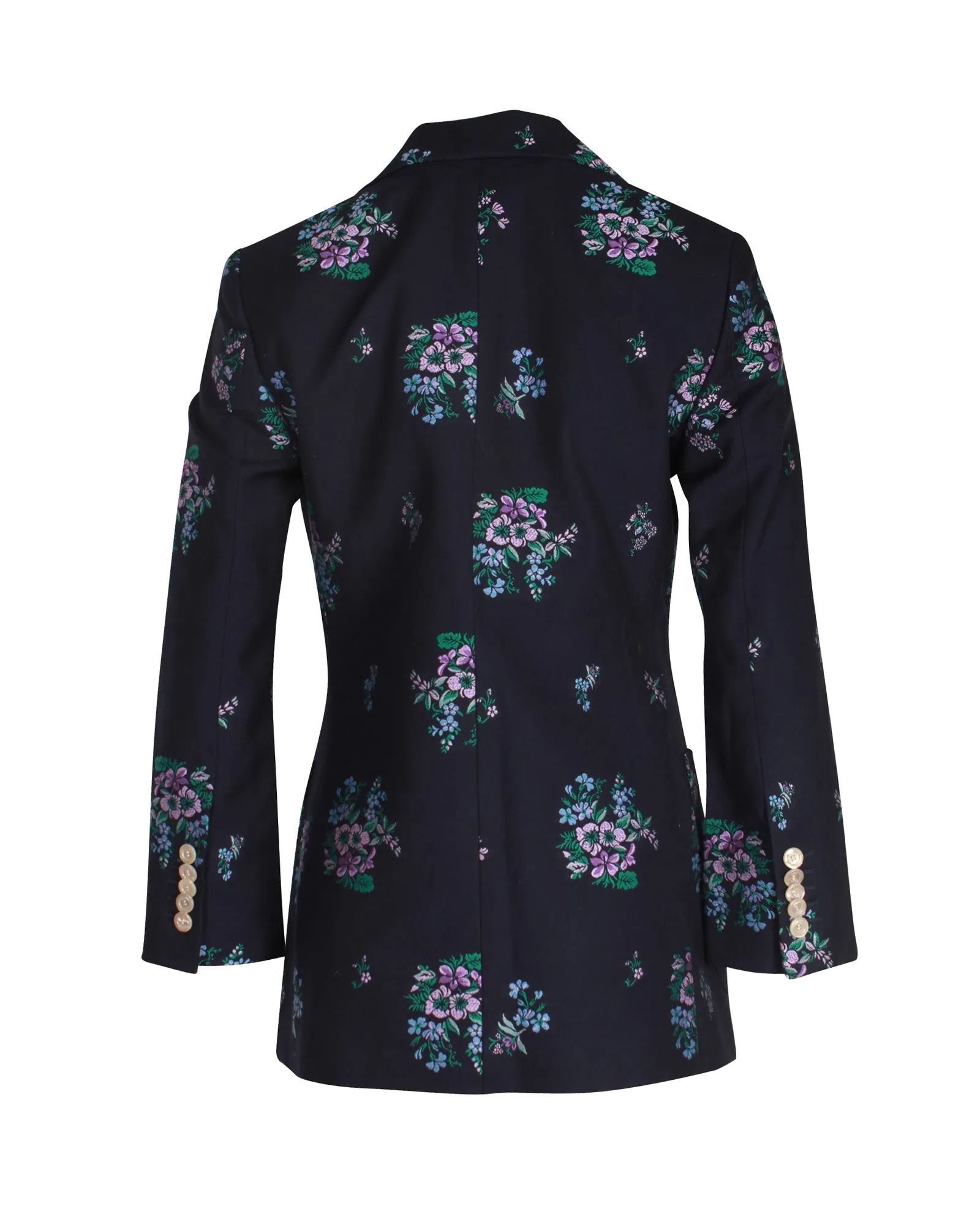 Gucci Floral Jacquard Blazer In Navy Blue Cotton