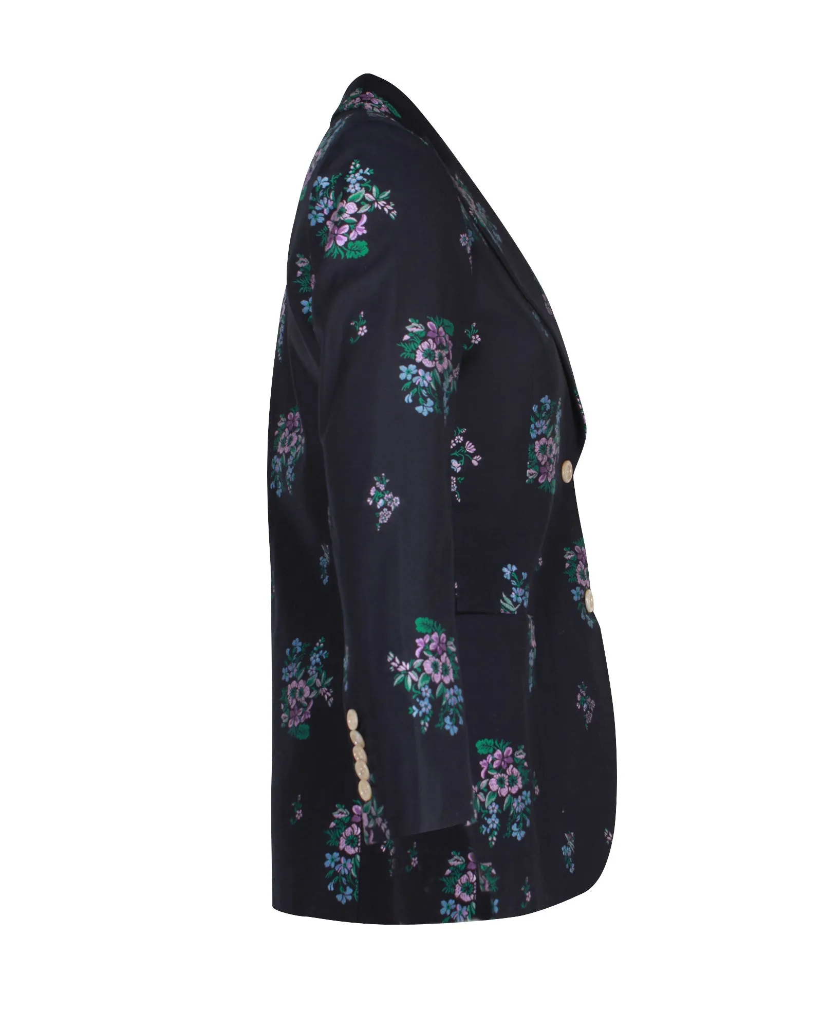 Gucci Floral Jacquard Blazer In Navy Blue Cotton