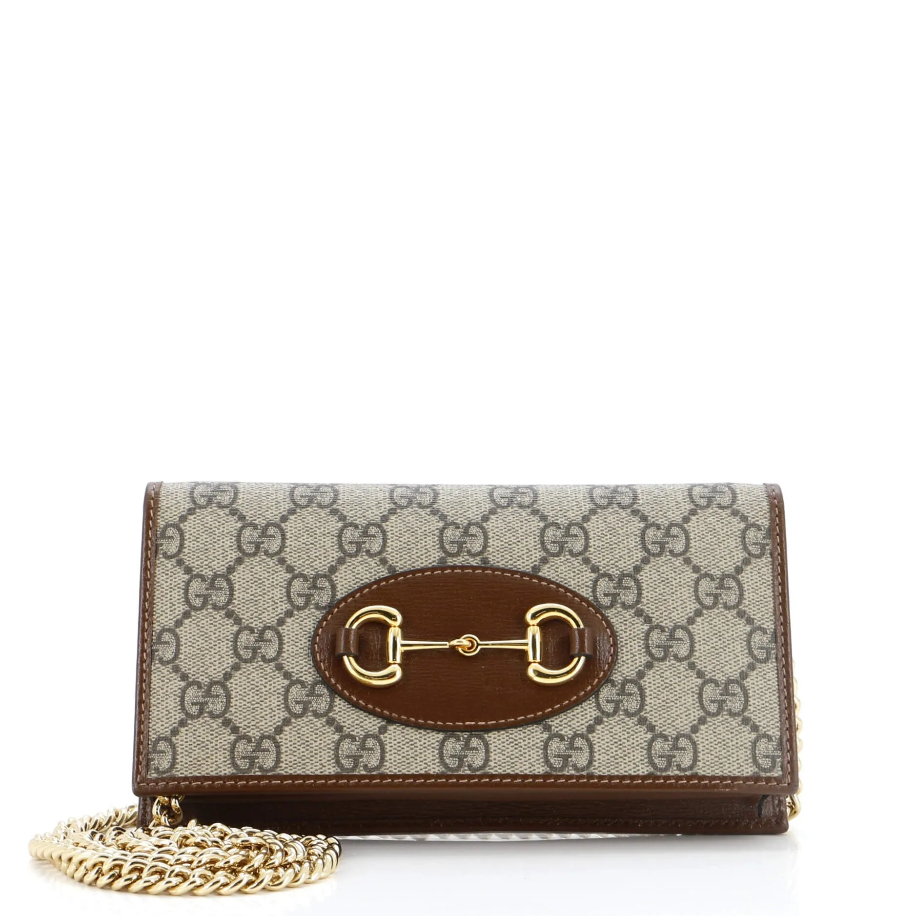 GUCCI Horsebit 1955 Chain Wallet GG Coated Canvas