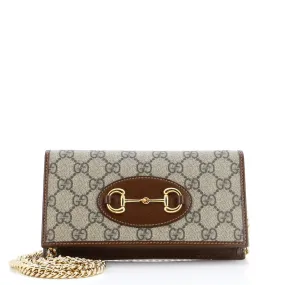 GUCCI Horsebit 1955 Chain Wallet GG Coated Canvas