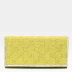 Gucci Yellow/white Gg Canvas And Leather Continental Wallet