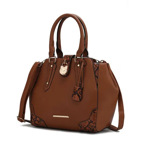 Lorena Snake embossed Vegan Leather Women Satchel Handbag