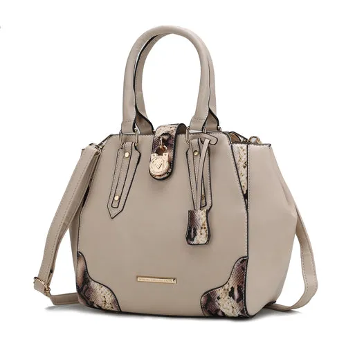 Lorena Snake embossed Vegan Leather Women Satchel Handbag