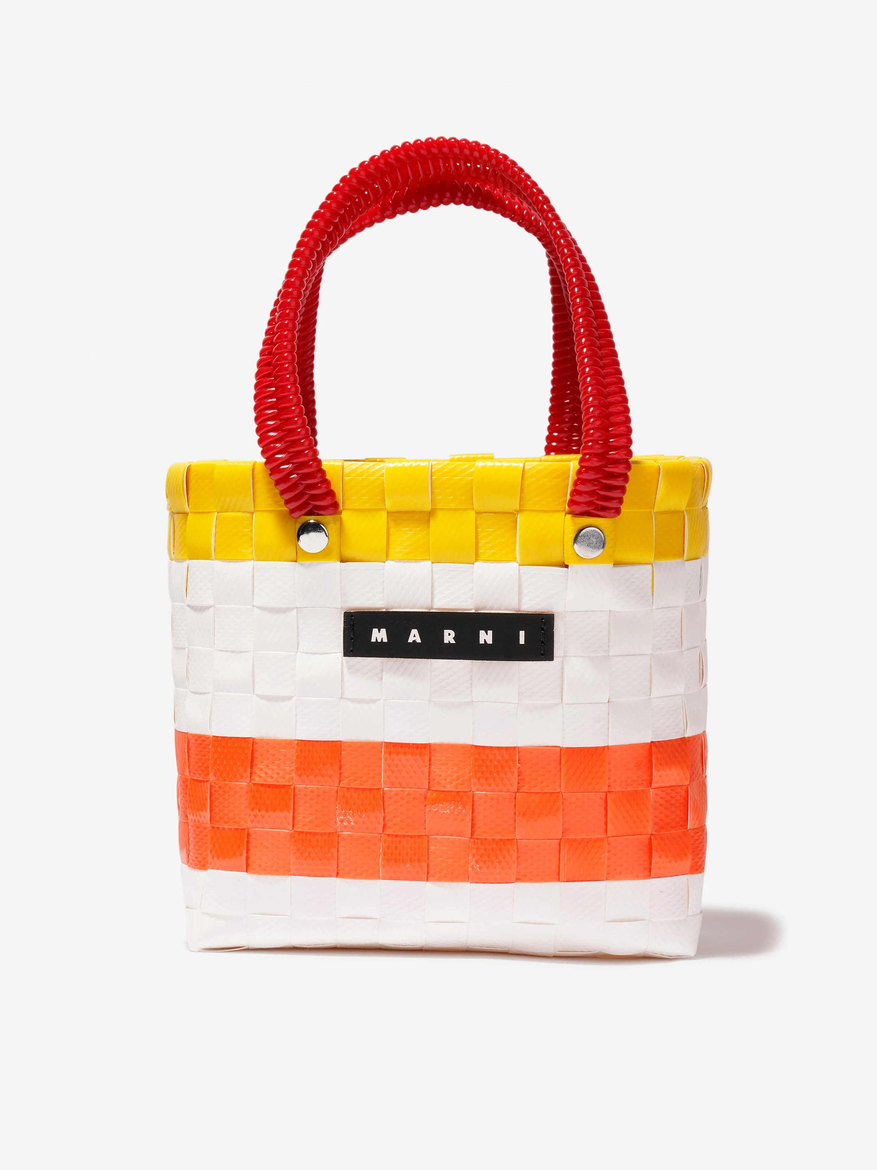 MARNI Girls Basket Tote Bag in White