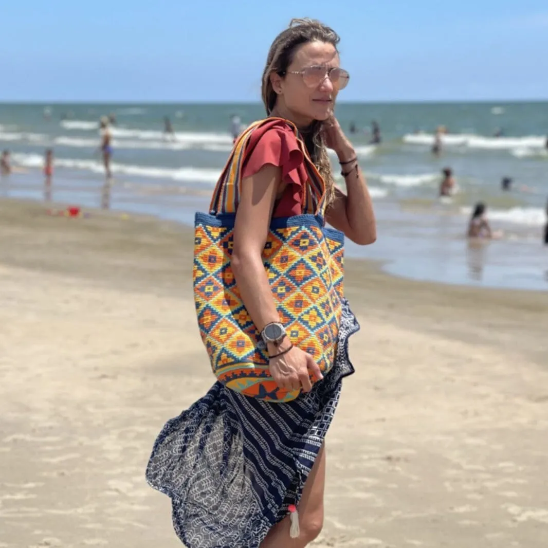 Perissa Beach Maxi Tote Bags | Extra Large Crochet Tote for Fall