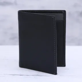 Reliable Black Leather Card Holder Wallet in Black and Grey