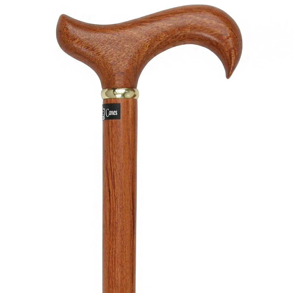 Scratch & Dent Rosewood 3 Piece Folding Derby Walking Cane With Rosewood Shaft and Brass Collar V1510