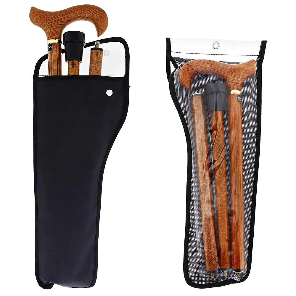 Scratch & Dent Rosewood 3 Piece Folding Derby Walking Cane With Rosewood Shaft and Brass Collar V1510