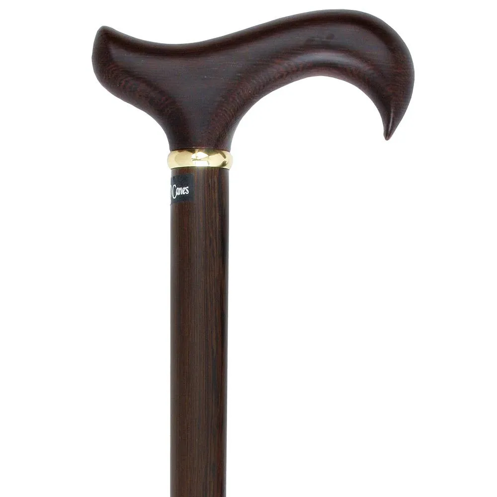 Scratch and Dent Wenge 3 Piece Derby Walking Cane With Wenge Wood Shaft and Brass Collar V2384