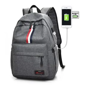 Smart Link Outdoor 3 Coloured Strap Backpack with USB Port Bags-Grey