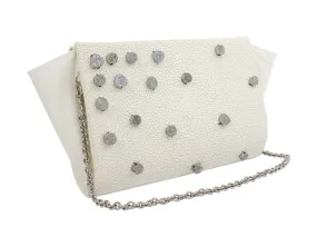 The White Stingray & Platinum Druzies Classic Clutch